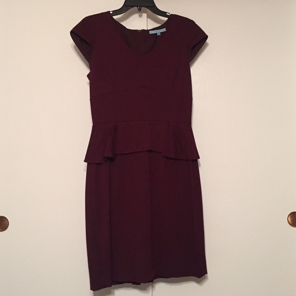 Antonio Melani Dark Burgundy Peplum Dress - Picture 1 of 3